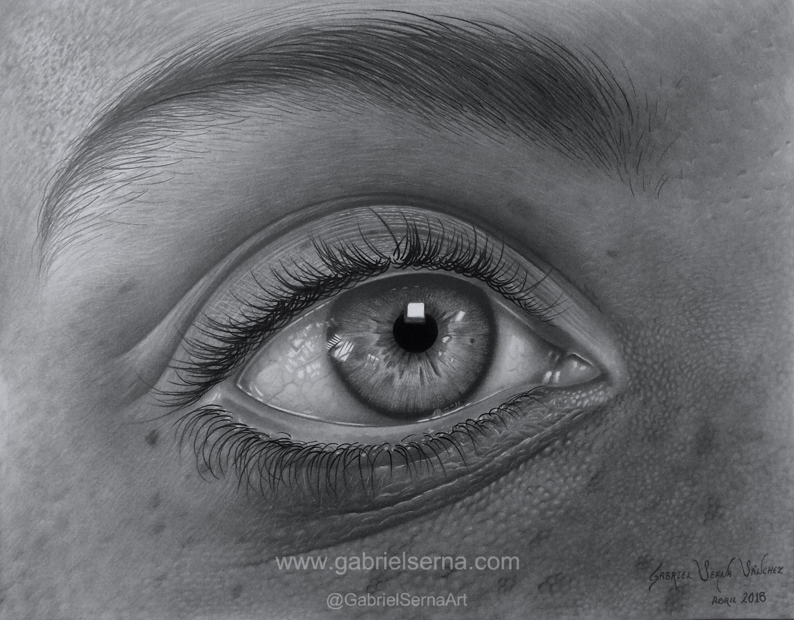 Dibujo a Lápiz de ojo Hiperrealista por Gabriel Serna