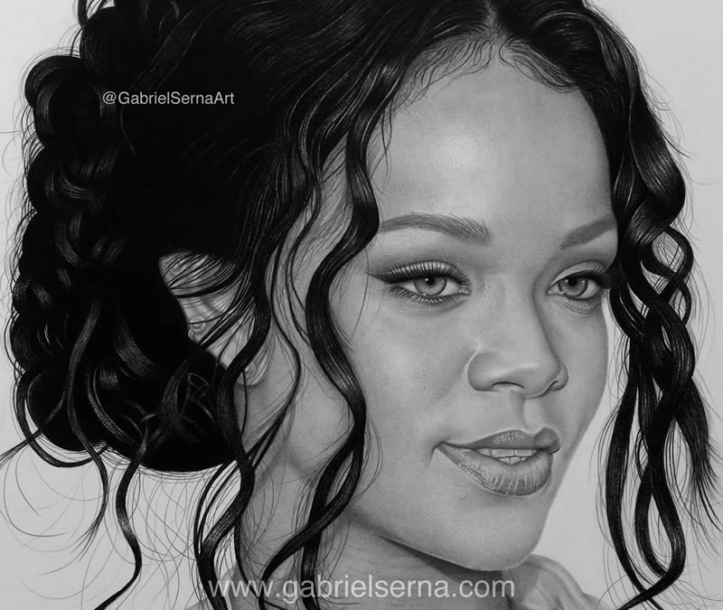 Colored Pencil Drawing Of Rihanna - treasuregem.artpages